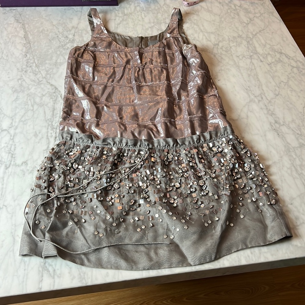 J CREW 769 Madison collection dress new pink mauve gray crystals 0